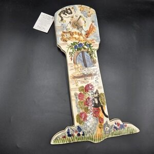 VTG Blue Sky Clayworks CATS Wall Clock Hand Painted Heather Goldminc Works New